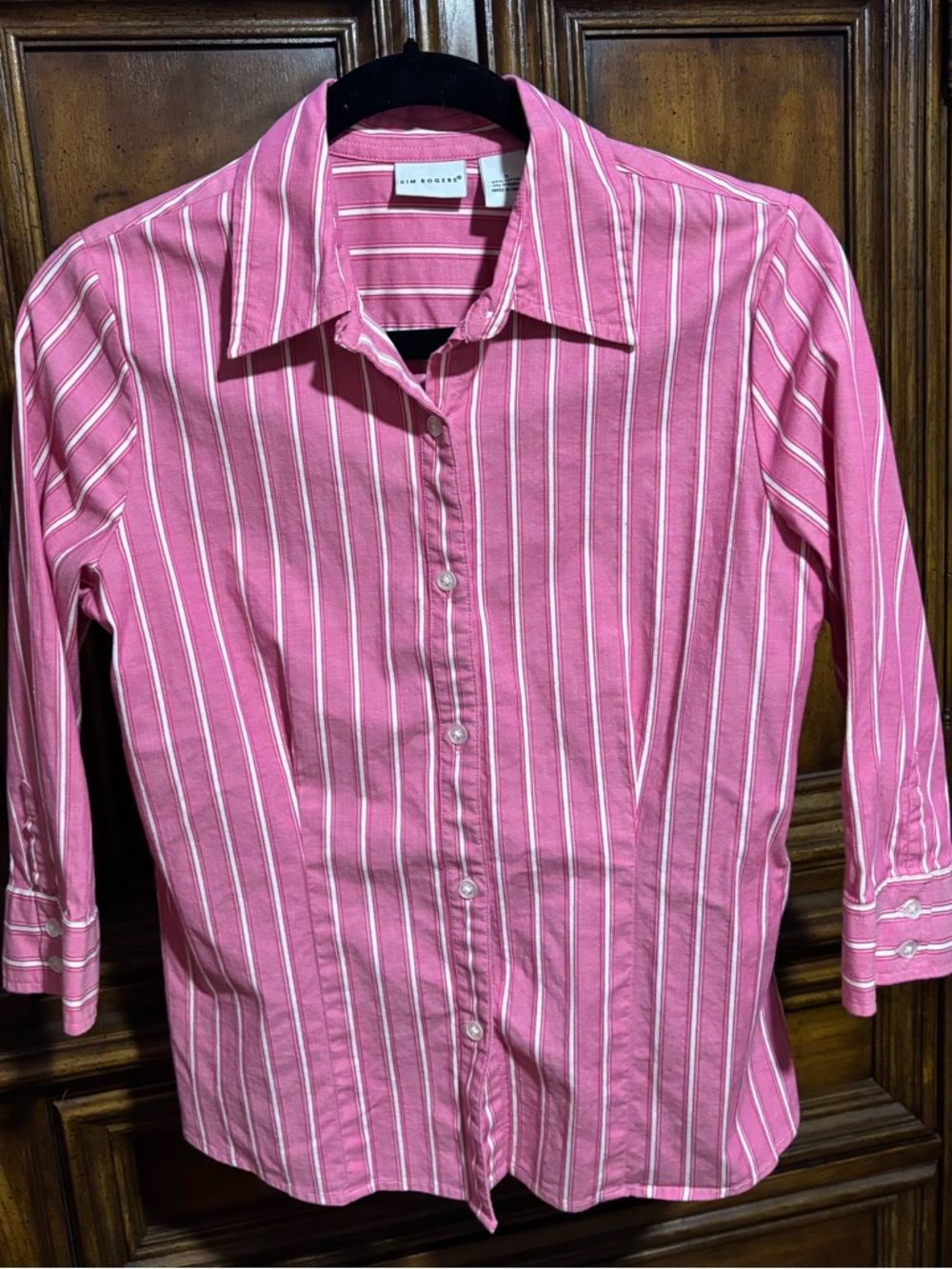 Kim Rogers Pink Striped Button-Down Shirt